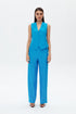 Azure blue high waist wide leg trousers